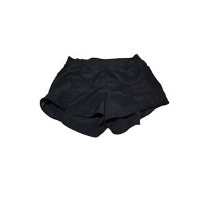 Black athletic shorts with zip closure side pocket, size medium